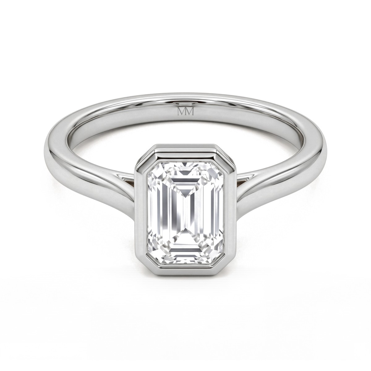 Esme - Emerald Cut Moissanite Bezel Solitaire Ring