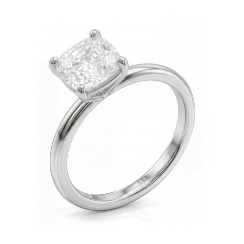 Altessa - Cushion Cut Moissanite Solitaire Engagement Ring with High Four-Prong Setting