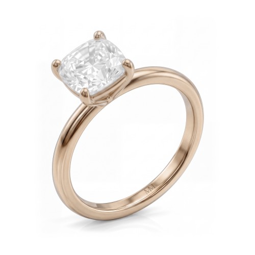 Altessa - Cushion Cut Moissanite Solitaire Engagement Ring with High Four-Prong Setting