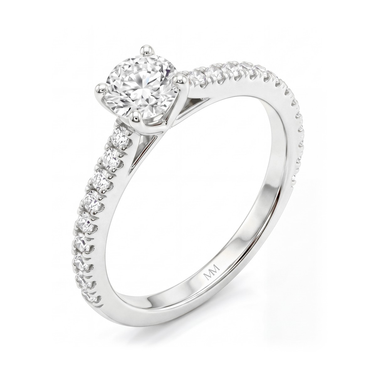 Juliette - Round Moissanite Engagement Ring with Pavé Band