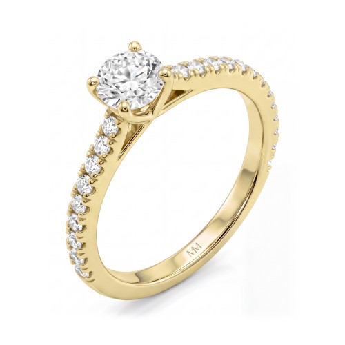 Juliette - Round Moissanite Engagement Ring with Pavé Band
