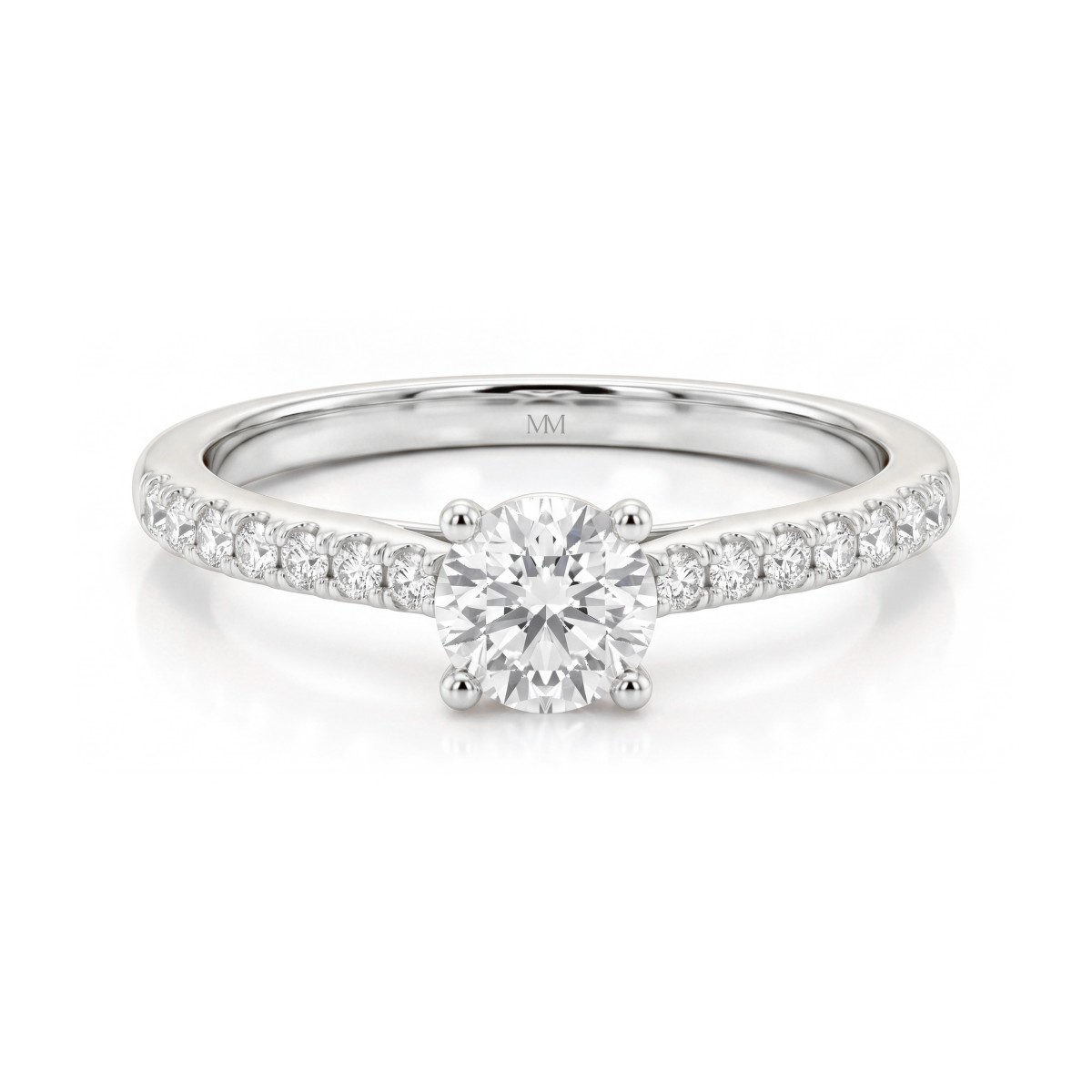 Juliette - Round Moissanite Engagement Ring with Pavé Band