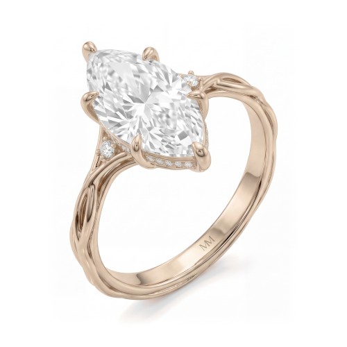 Hazel - Marquise Moissanite Ring with Twisted Branch Band