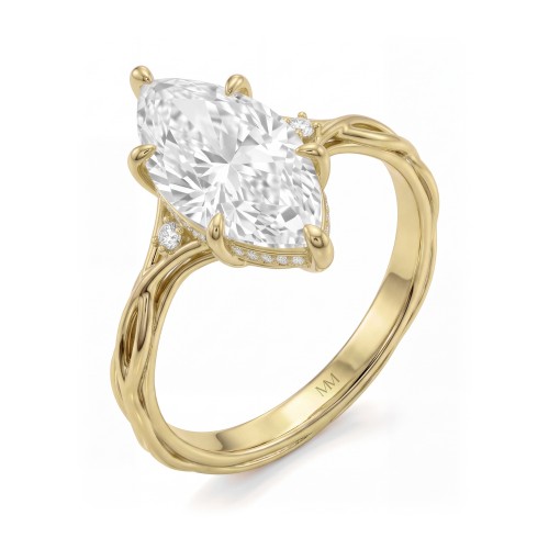 Hazel - Marquise Moissanite Ring with Twisted Branch Band