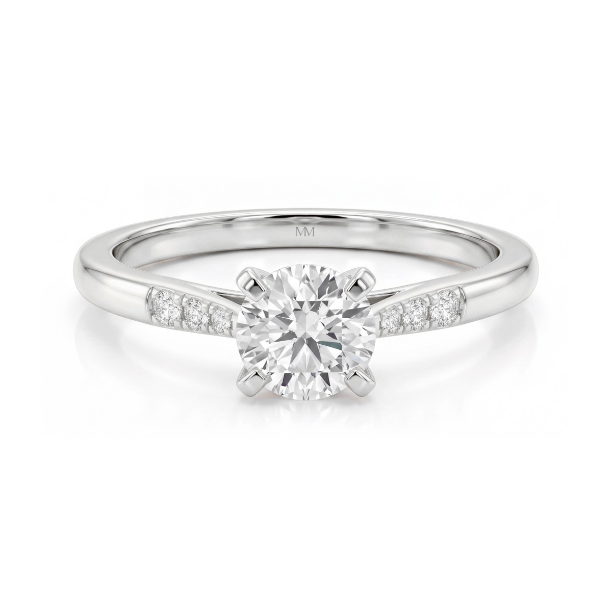 Melodie - Round Moissanite Ring with Graduated Side Stones