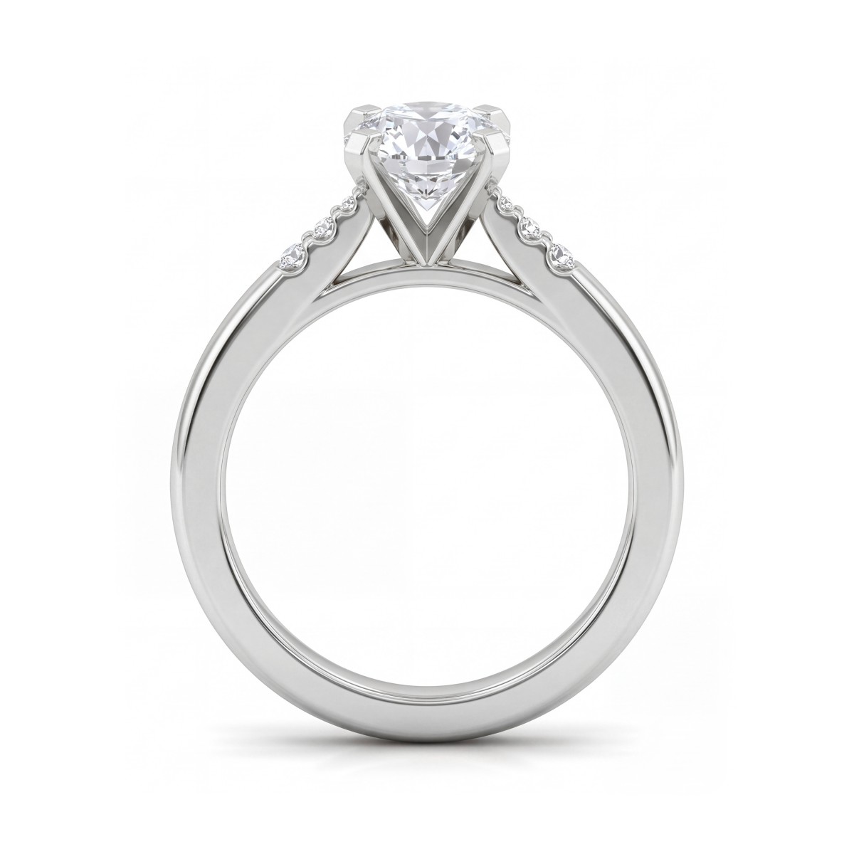 Melodie - Round Moissanite Ring with Graduated Side Stones
