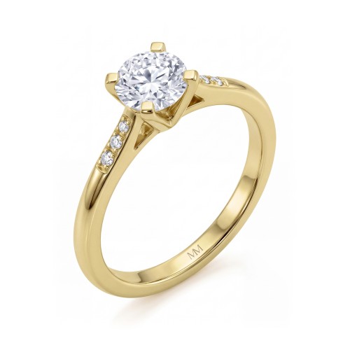 Melodie - Round Moissanite Ring with Graduated Side Stones