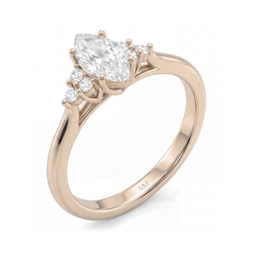 Posy - Marquise Moissanite Ring with Cluster Side Stones