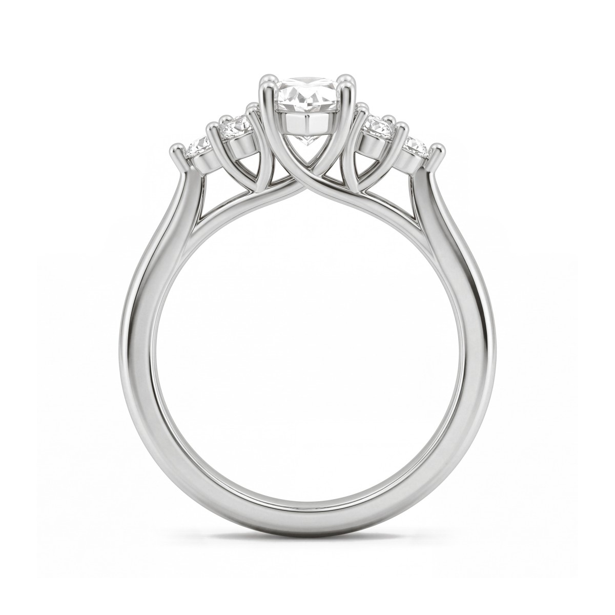 Posy - Marquise Moissanite Ring with Cluster Side Stones