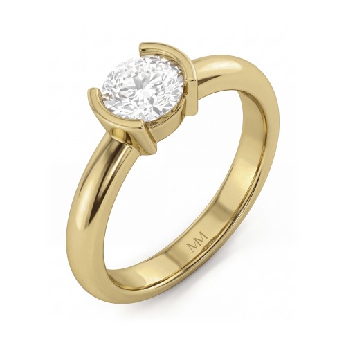 Demi - Round Moissanite Half Bezel Solitaire Ring