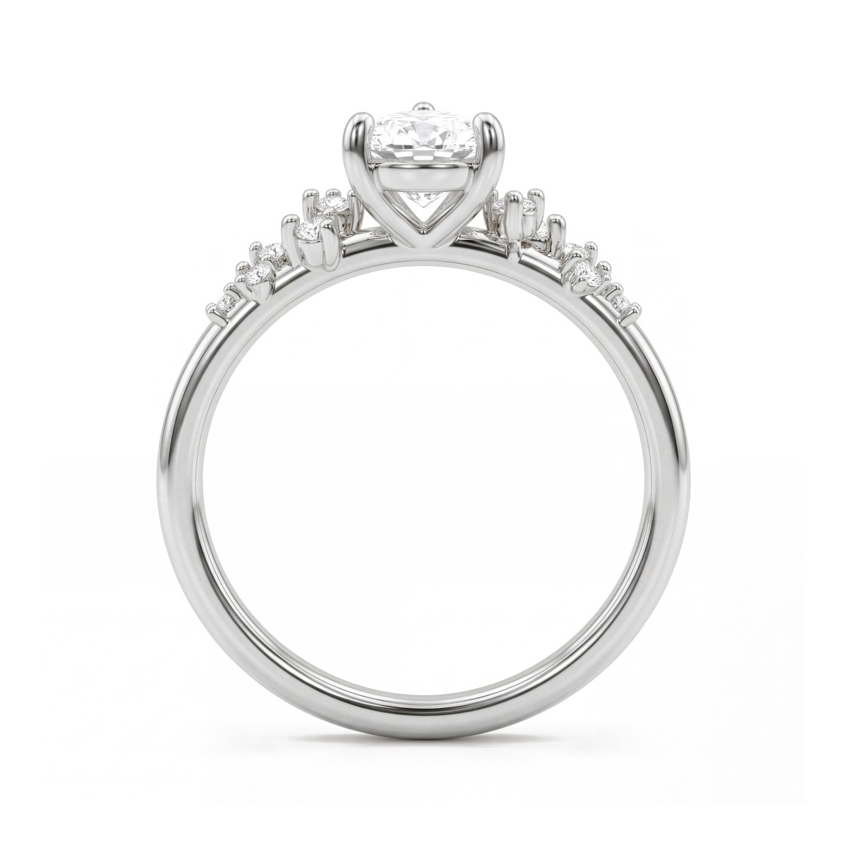 Estelle - Pear Cut Moissanite Ring with Scattered Side Stones