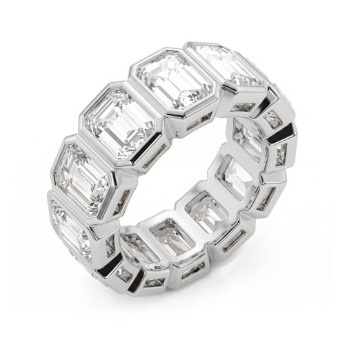 Devotion - Emerald Cut Moissanite Full Eternity Ring with Bezel Settings