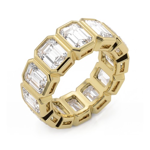 Devotion - Emerald Cut Moissanite Full Eternity Ring with Bezel Settings