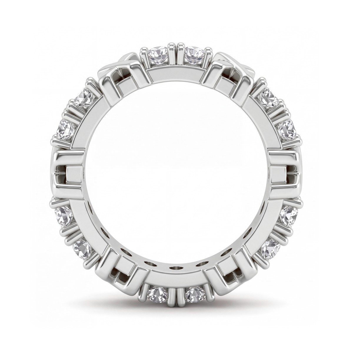 Duetta - Round Moissanite Eternity Band with X Motifs