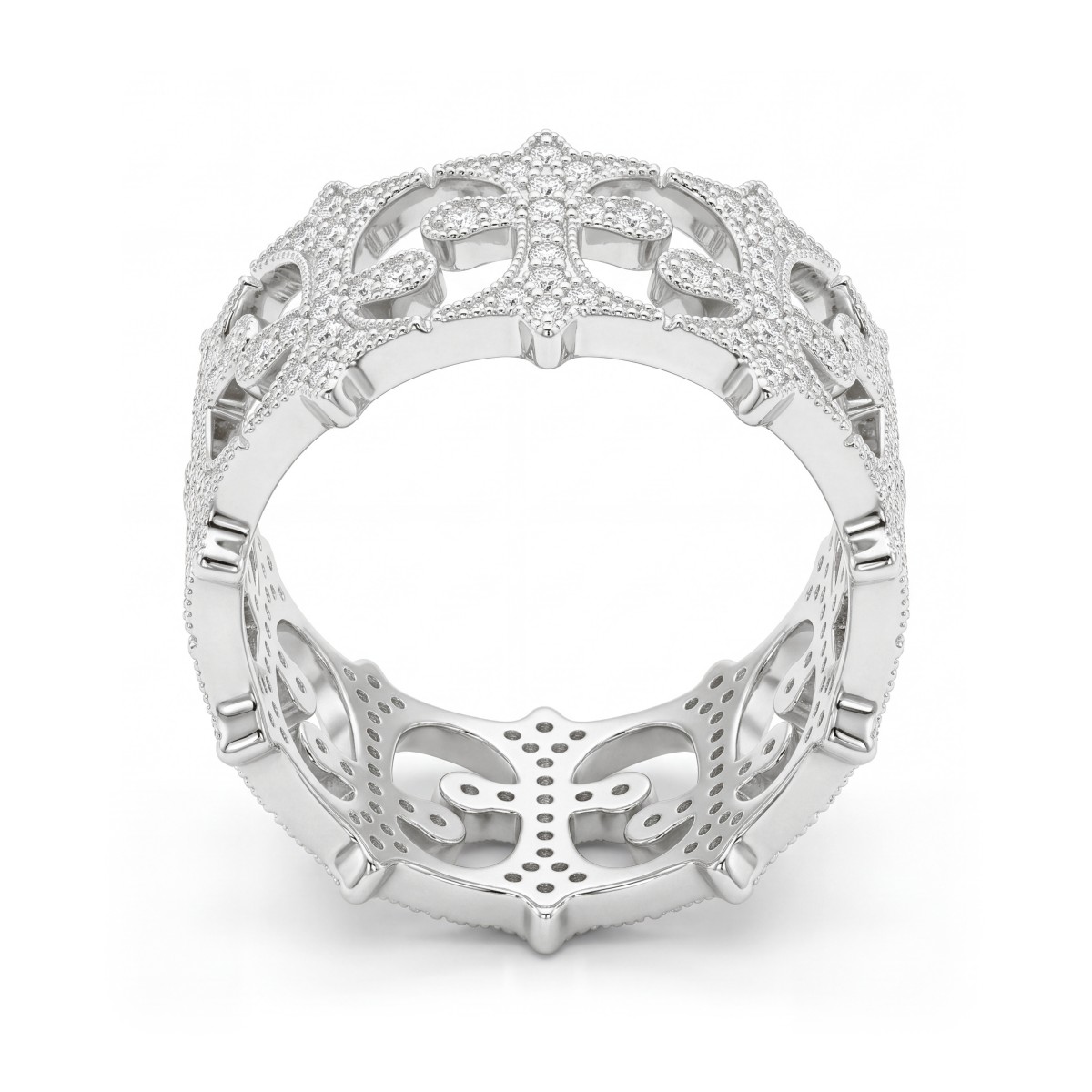 Templar - Men's Round Moissanite Pavé Eternity Band with Openwork Crosses