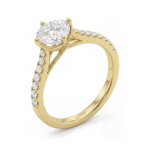 Cadence - Round Moissanite Engagement Ring with Trellis Setting and Graduated Pavé