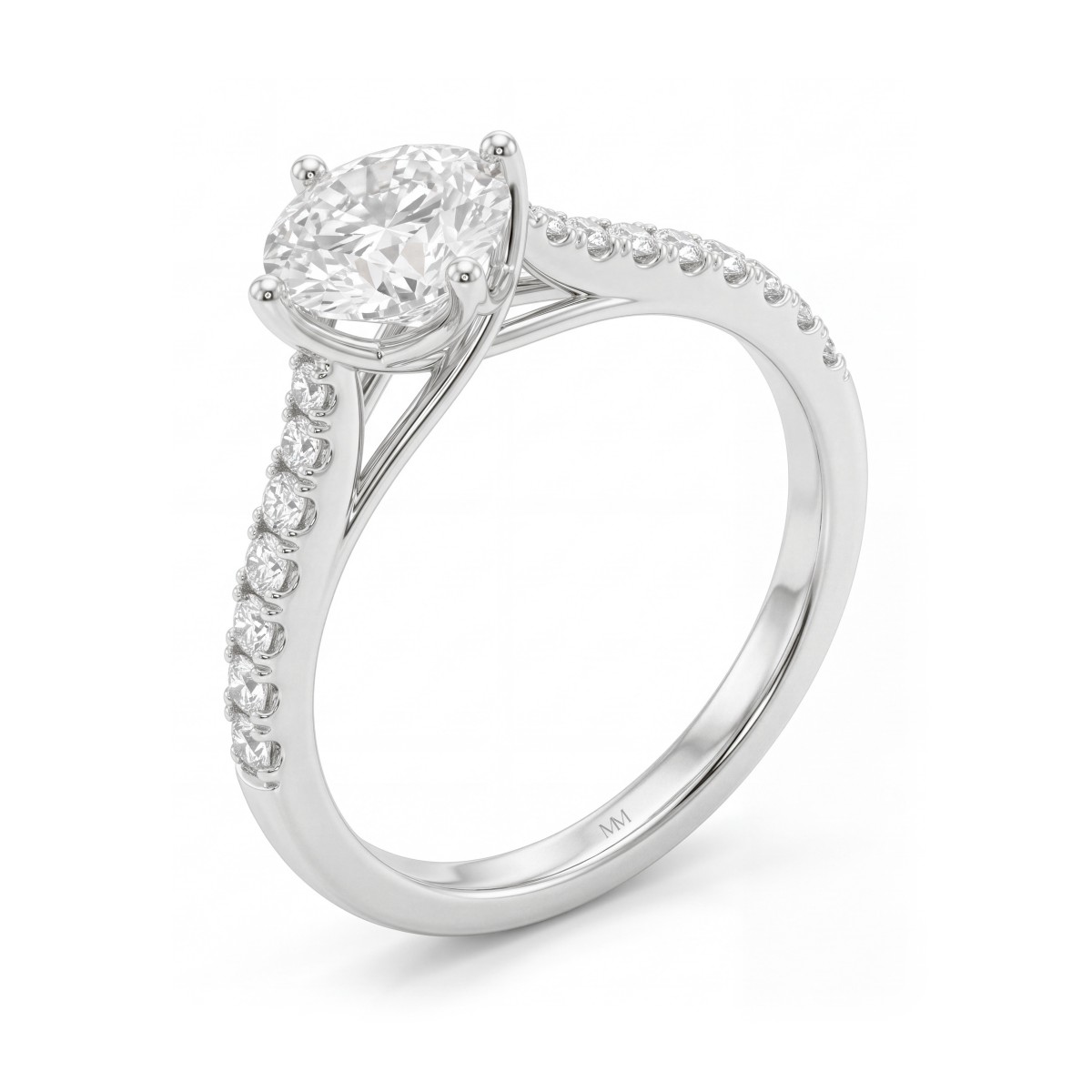 Cadence - Round Moissanite Engagement Ring with Trellis Setting and Graduated Pavé