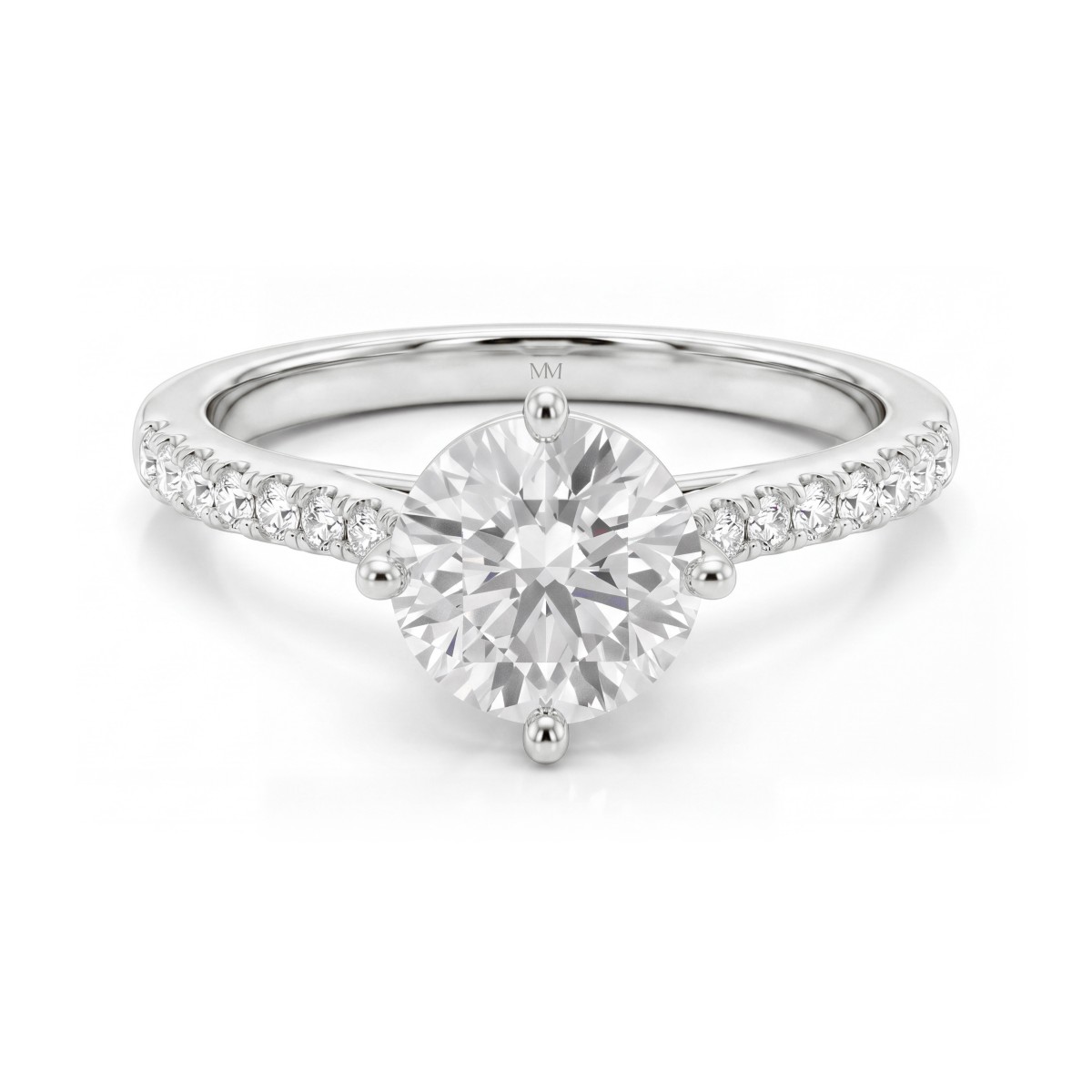Cadence - Round Moissanite Engagement Ring with Trellis Setting and Graduated Pavé