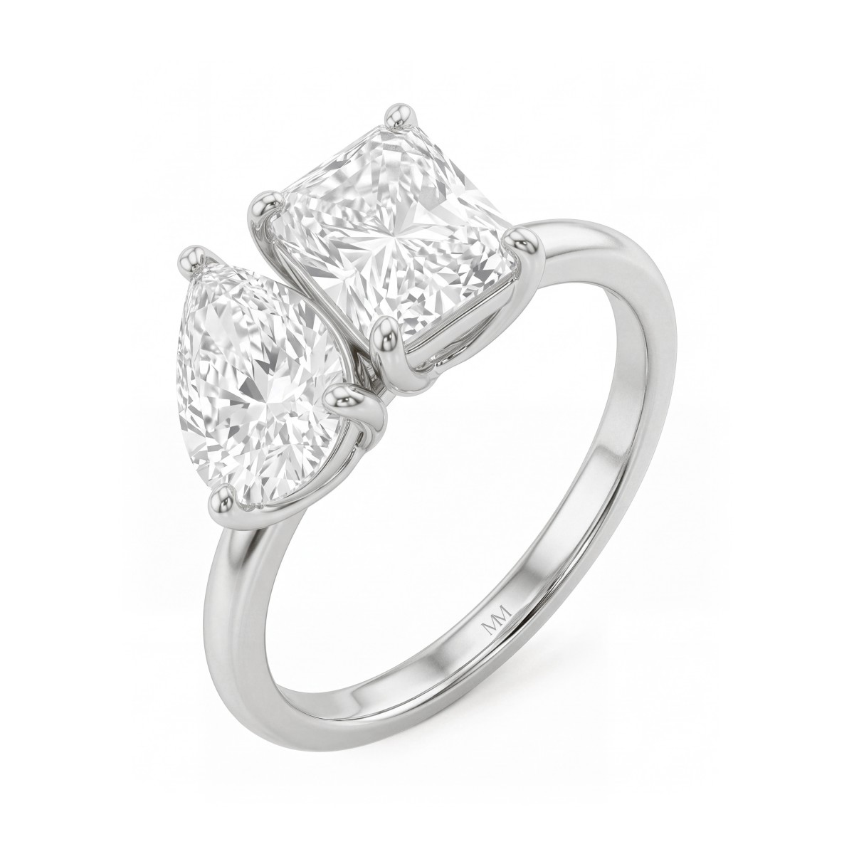 Concordia - Pear and Radiant Toi et Moi Moissanite Ring