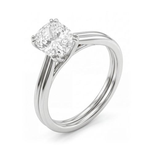 Entwine - Cushion Cut Moissanite Engagement Ring with Crossover Double Band