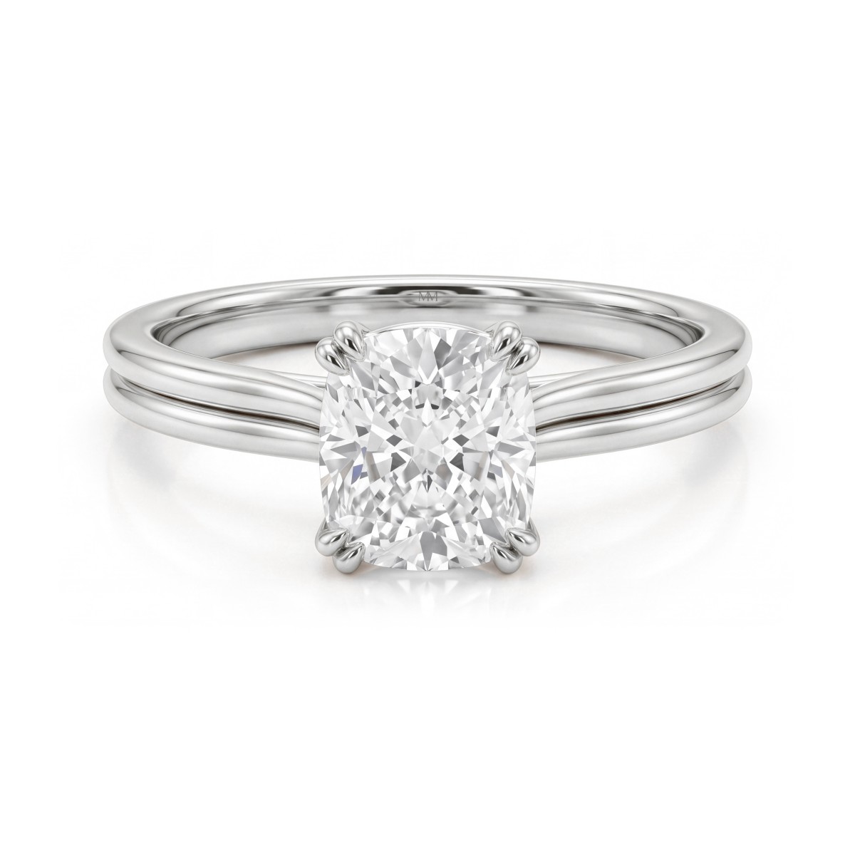 Entwine - Cushion Cut Moissanite Engagement Ring with Crossover Double Band