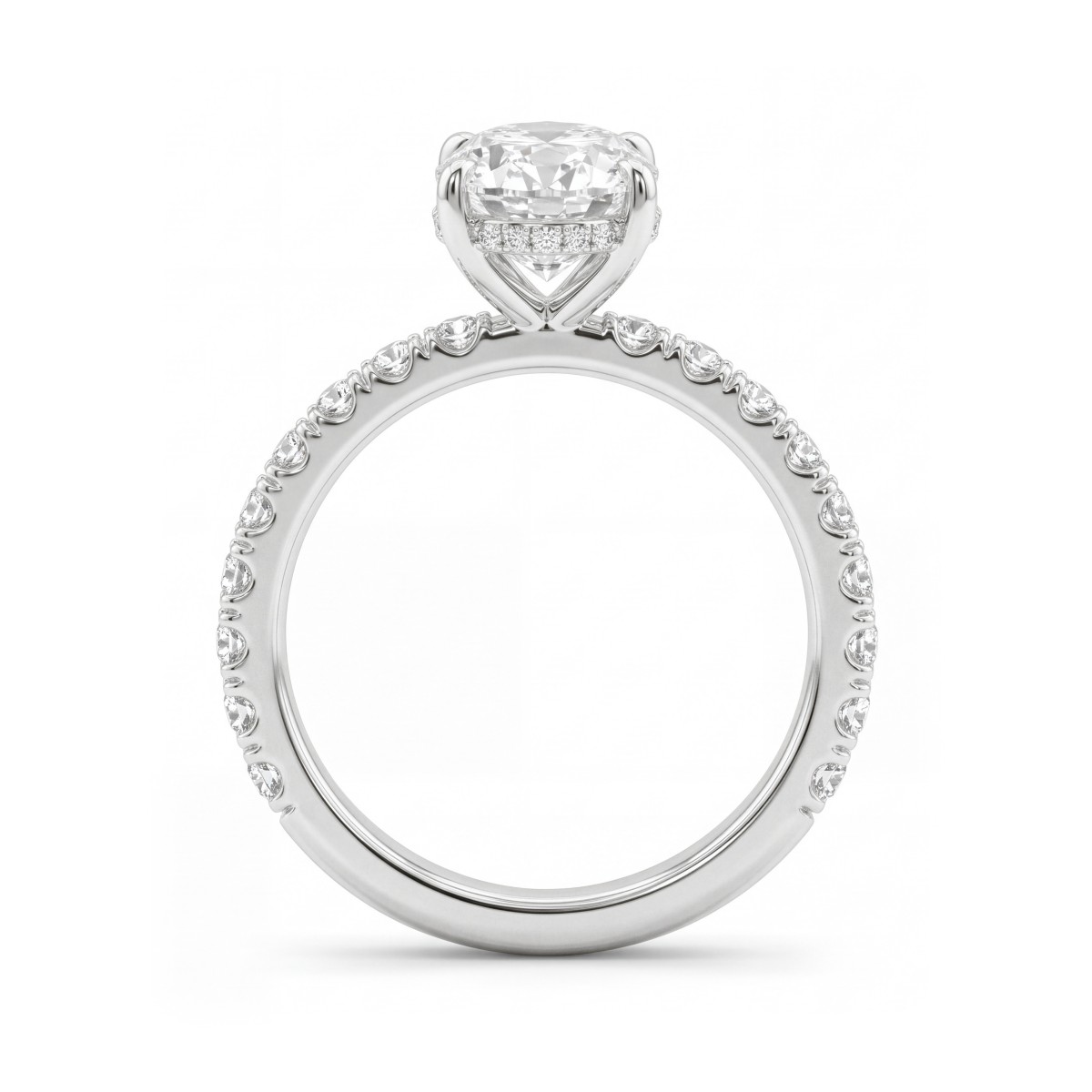 Moonveil - Oval Moissanite Engagement Ring with Hidden Halo and Pavé Band
