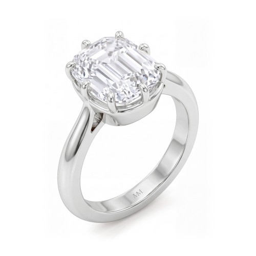 Reverie - Elongated Cushion Moissanite Solitaire Engagement Ring with Eight Prongs