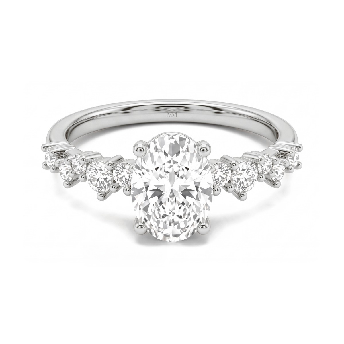 Constella - Oval Moissanite Engagement Ring with Scattered Side Stones