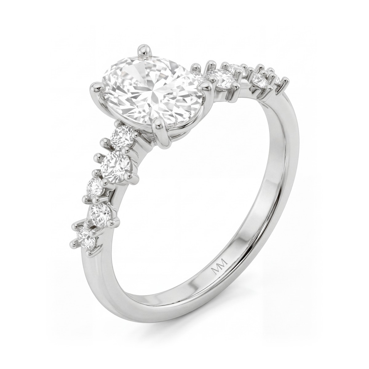 Constella - Oval Moissanite Engagement Ring with Scattered Side Stones