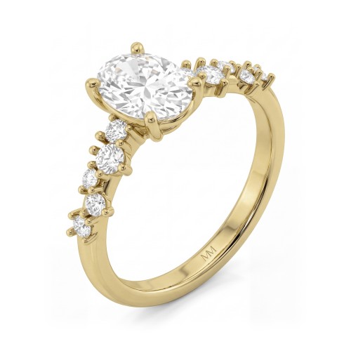 Constella - Oval Moissanite Engagement Ring with Scattered Side Stones
