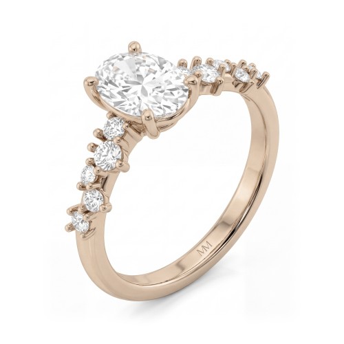 Constella - Oval Moissanite Engagement Ring with Scattered Side Stones