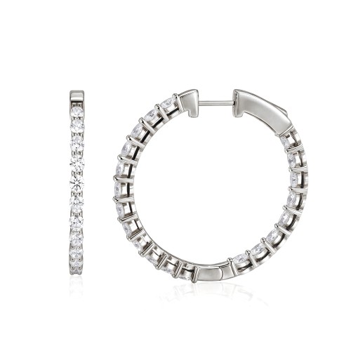 Luminette - Oval Cut Moissanite Shared Prong Hoop Earrings
