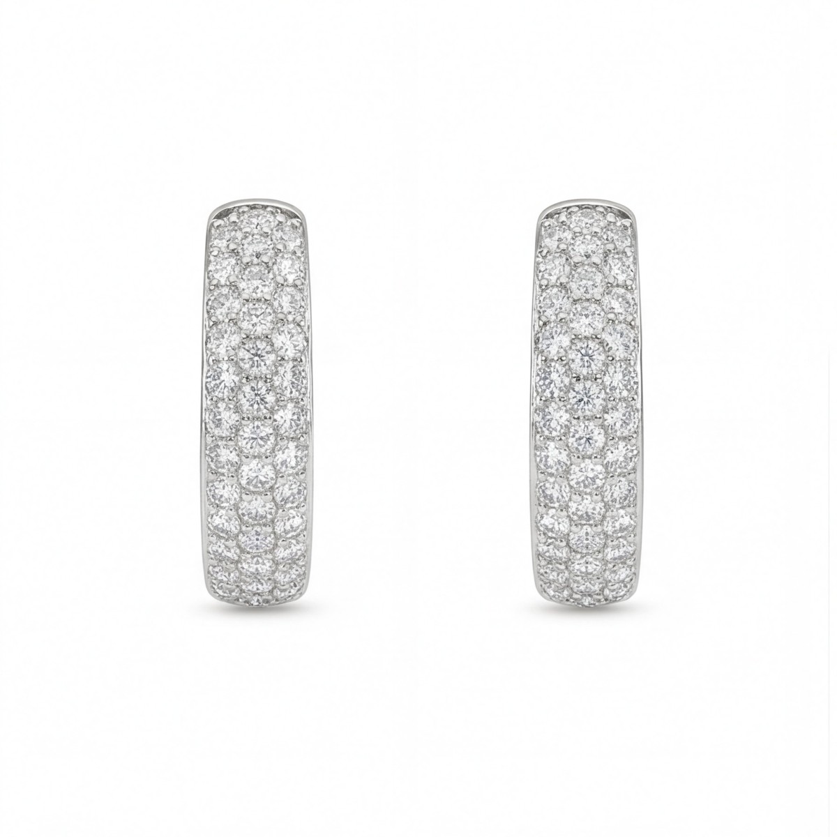 Glintique - Pavé Set Moissanite Huggie Hoop Earrings with Hinged Closure