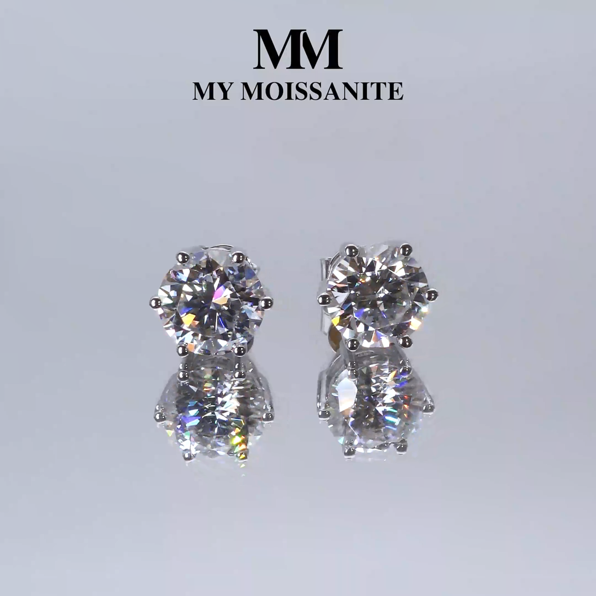 Sirius - Classic Six-Prong Moissanite Stud Earrings