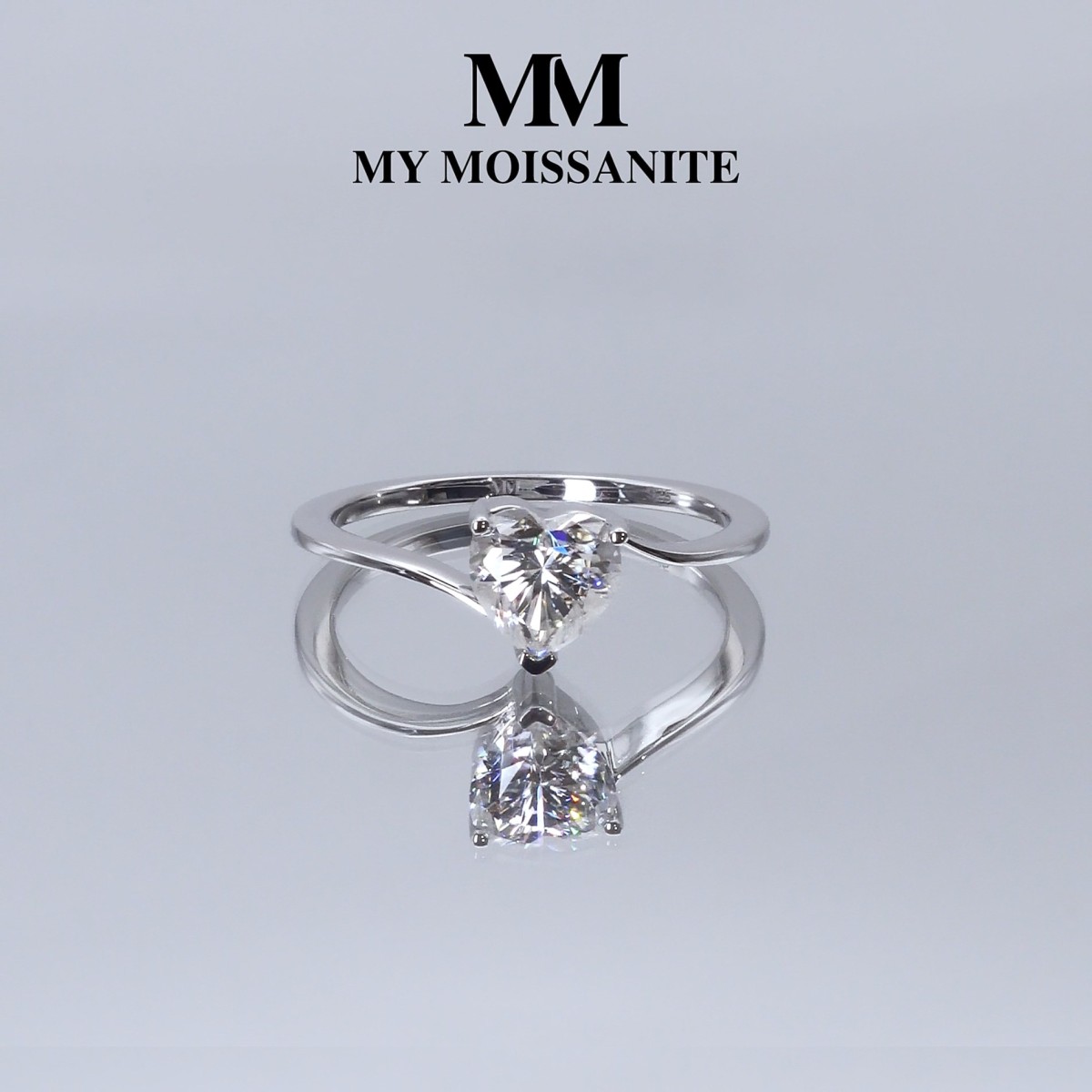 Amora - Heart Solitaire Moissanite Ring