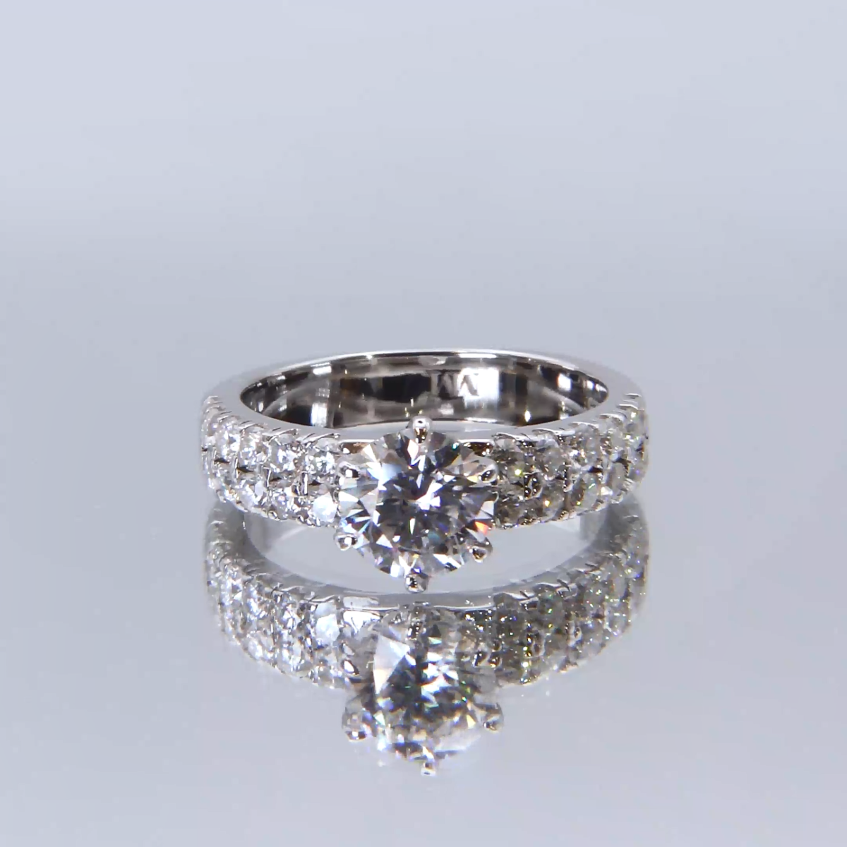 Serena - Moissanite Ring with Double Pavé Side Stones
