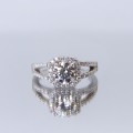 Evora – Moissanite Ring with Split-Shank in Halo Setting