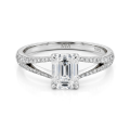 Emelise - Emerald Cut Moissanite Ring with Split-Shank and Side Stones
