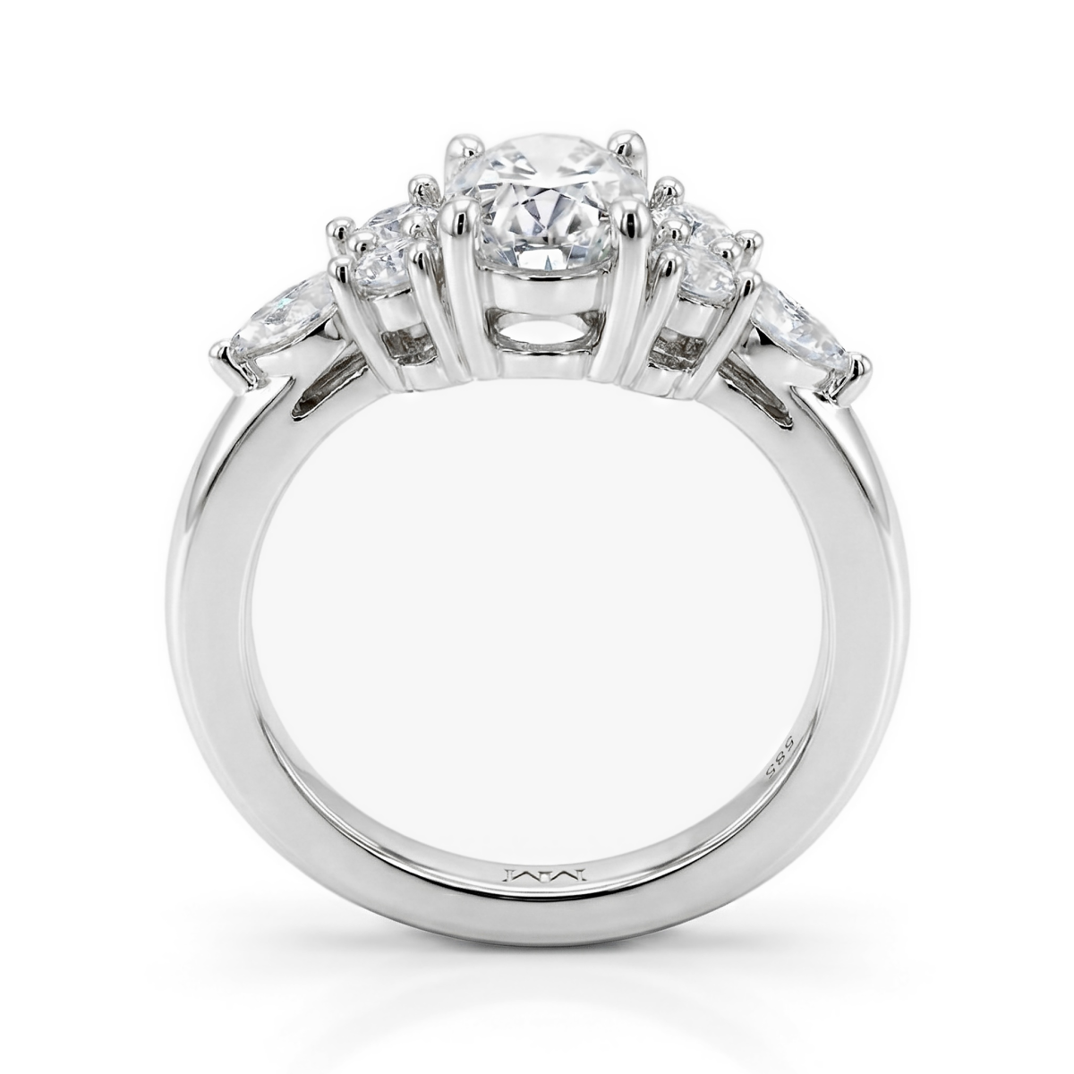 Lustrina - Oval Moissanite Ring with Dazzling Accents
