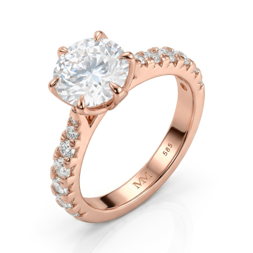 Yuliana - Moissanite Engagement Ring in Tulip Setting with Dazzling Side Stones
