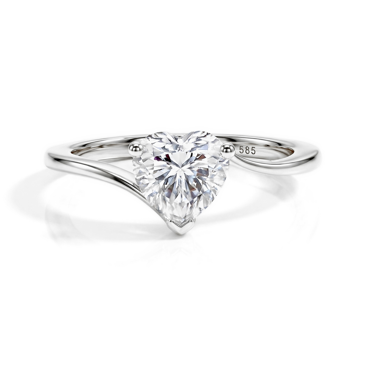 Amora - Heart Solitaire Moissanite Ring