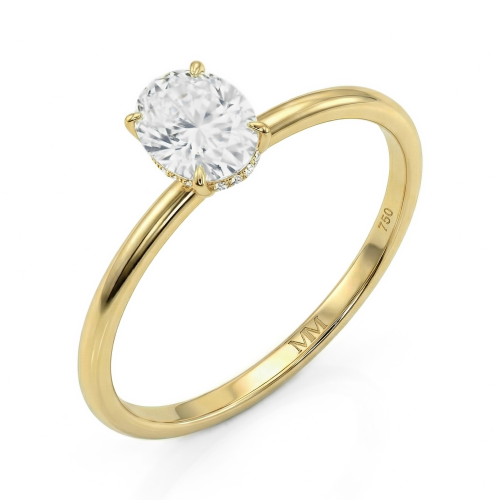 Mystique - Oval Cut Solitaire Moissanite Ring with Hidden Halo | Wedfit