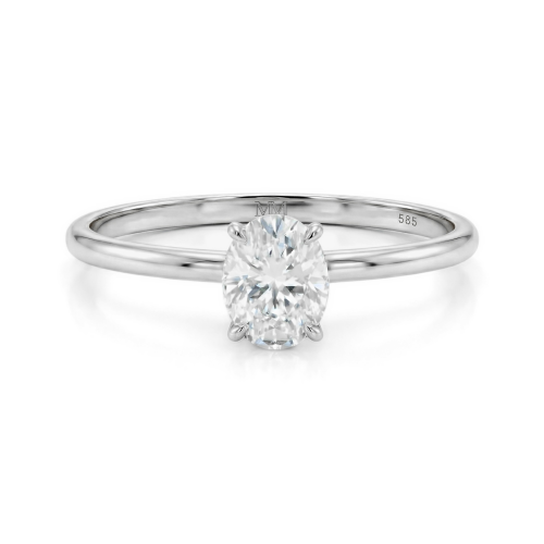 Mystique - Oval Cut Solitaire Moissanite Ring with Hidden Halo | Wedfit