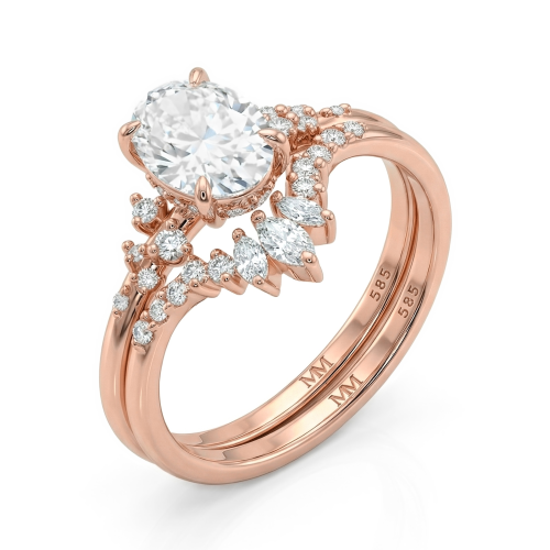 Ethereal Elegance Set - Ovaline & Serenella Moissanite Bridal Set With Marquise Accents