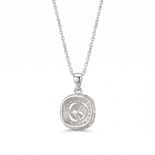 Vivara - Moissanite Pendant with Encrusted Halo
