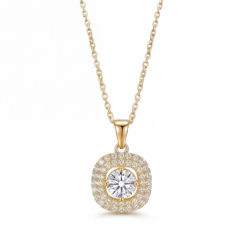 Vivara - Moissanite Pendant with Encrusted Halo