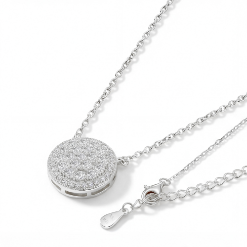 Brillante - Round Moissanite Cluster Pendant with Pavé Halo