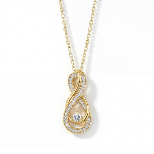 Infinity - Twisting Pavé Moissanite Pendant