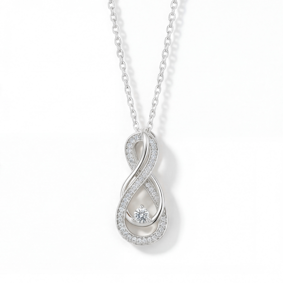 Infinity - Twisting Pavé Moissanite Pendant