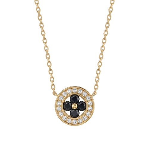 Nightfall - Black Moissanite Halo Pendant with Accented Border
